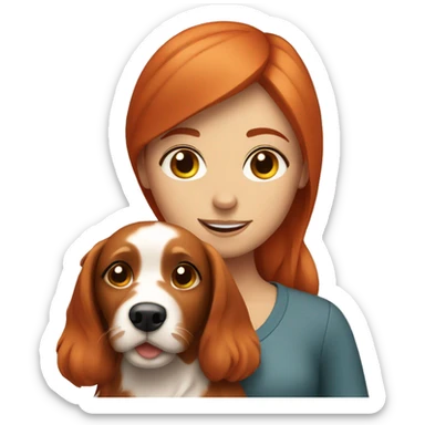 Red haired girl with dog sticker