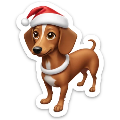 weenie dog with santa hat  sticker