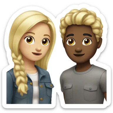 Two best Friends oke with black hair one with blonde hair  sticker
