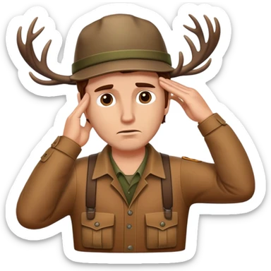 White man deer hunter brown hair facepalm  sticker