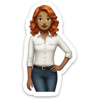 Auburn-haired girl in stylish shirt sticker