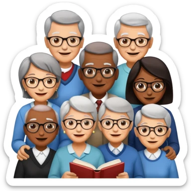 social gathering of old people  hosted by the intellectual journal Dushu in a bookstore sticker