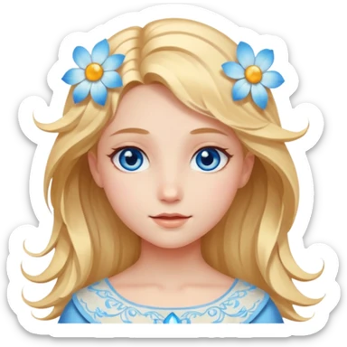 Chica abriéndosele el pelo como una flor, con cara de ángel radiante, ojos azules sticker