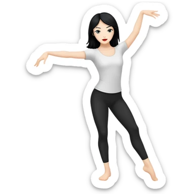 A white black haired woman doing contemporary dance  sticker