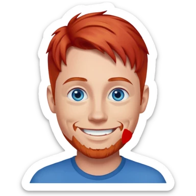 Dave Farrell with blue eyes, red hair sticker