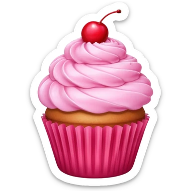 pink cupcake with cherry on top sticker