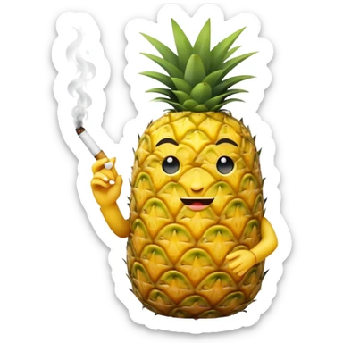 pineapple holding a cigarette, cool expression sticker