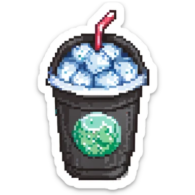 soda cup with ice and lid sticker