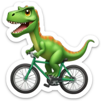 A dinosaur who ride a bike sticker
