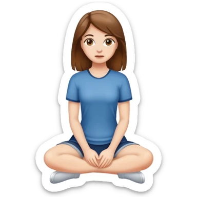 white girl with brown hair on knees sticker