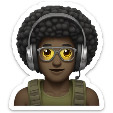 Un Afro (touffu et homme )avec un casque de musique  sticker
