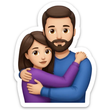 Brunette Man with beard and brunette woman hugging  sticker