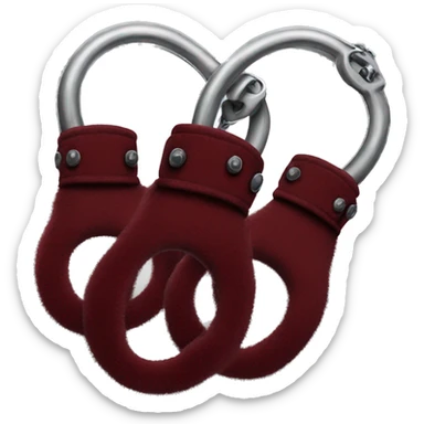 Dark red fuzzy handcuffs sticker