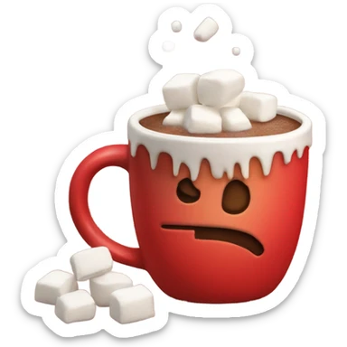 hot coco with marshmallows in a red mug  sticker
