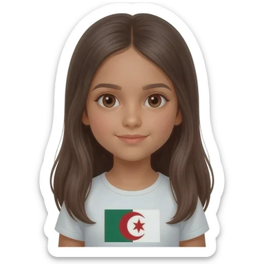 emoji algérienne fille 10 ans mince cheveux longs et lisses sticker