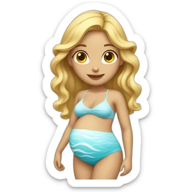 adorable pregnant blond full body women with beach-wave-hair sticker