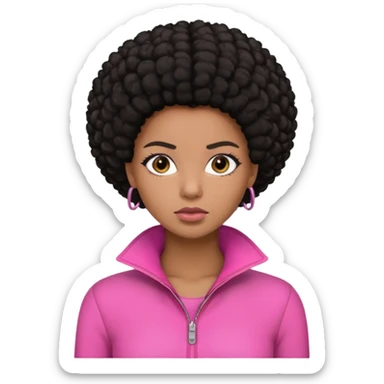 mulher afro americana trabalhando, com cabelo preto e roupa rosa  sticker