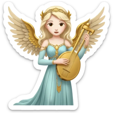 Muse of inspiration with wings and a lyre in her hand sticker