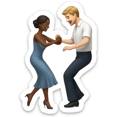 Spanish woman and white man learning to dance sticker
