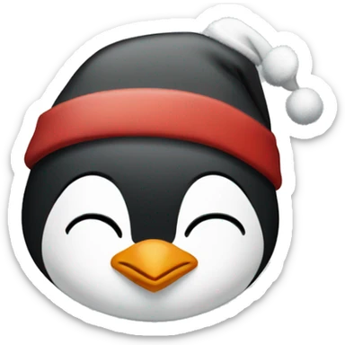 penguin with santa hat sticker