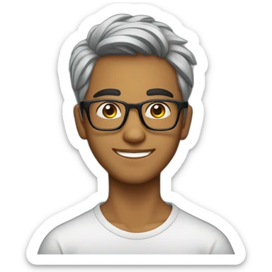 A 19 years old Bengali guy with goate and clear glasses sticker