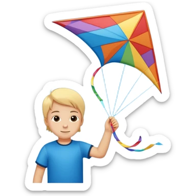 child with kite,Kite Flyers, big kite. sticker