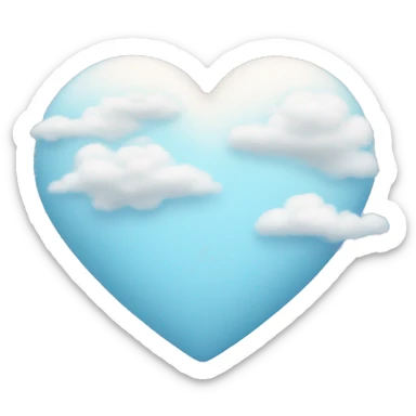 Pastel blue heart with clouds sticker