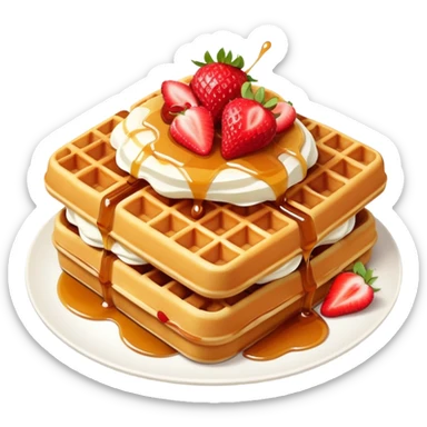 Belgian waffle with syrup and strawberries sticker
