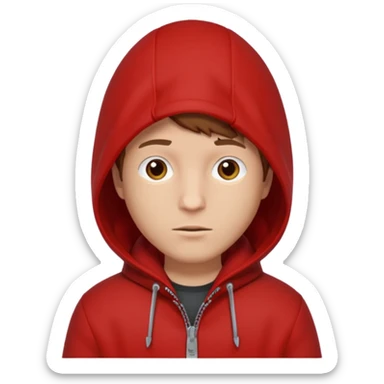 Man in red coat, hood down sticker
