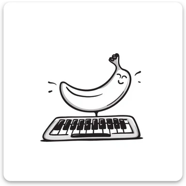 banana with T90 keyboard, hand drawn doodle style sticker