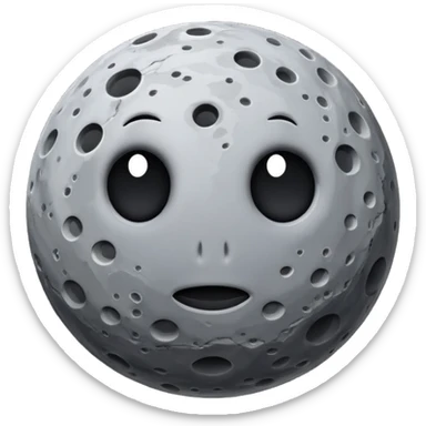 Rocky planet gray with craters no face sticker