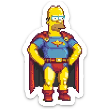 Homer Simpson dressed as a superhero sticker