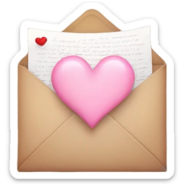 Love letter with light pink heart sticker