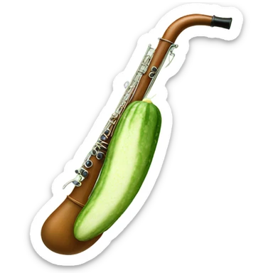 Cucumber slice holding a bassoon sticker