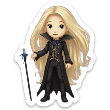 long-hair blond femboy gothic magician sticker