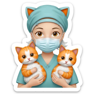 scrub nurse with cats sticker
