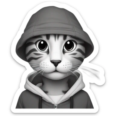 Cat black and white rap sticker