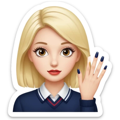 Preppy girl with long nails and long eye lashes sticker