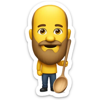 head, yellow skin, growing beard. with a wooden ladle in hand sticker