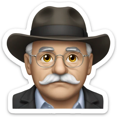 Murray Bookchin white mustache fat sticker