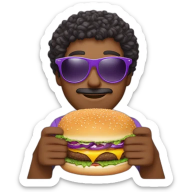 curly-hair-purple-cool-guy-round-star-sunglasses-holding-burger sticker