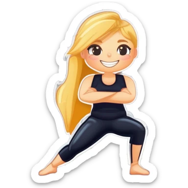 Pilates girl with blond hairs on a sport mat sticker