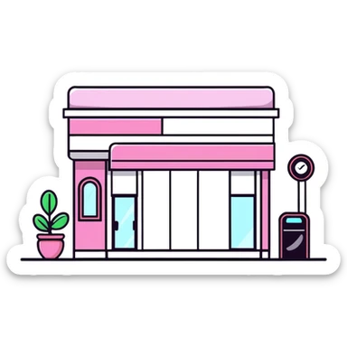 partly pink stylish beauty salon building sticker