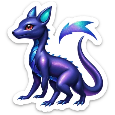 Sparkly Iridescent Shiny Salandit-Umbreon-Fakémon-hybrid-creature (full body)  sticker