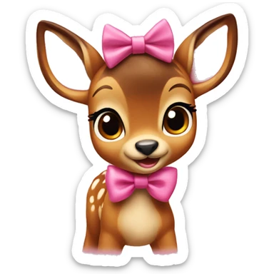 Bambi with a pink bow sticker