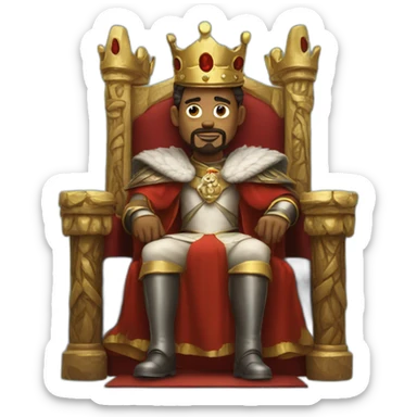 king sitting on a throne sticker
