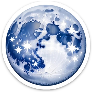 A blue moon with stars around it sticker