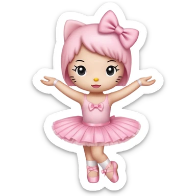 Hello Kitty performing a ballet pose, wearing a bow and tutu sticker