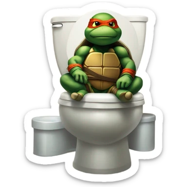 Ninja turtle taking a poop sticker