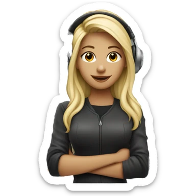 Audio technician blonde girl with a dj desk sticker